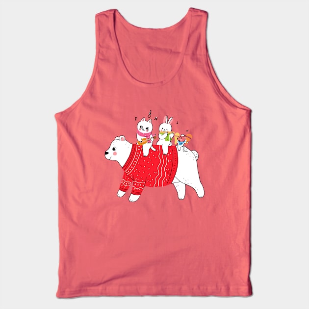 Winter Polar Bear Cartoon Tank Top by Mako Design 